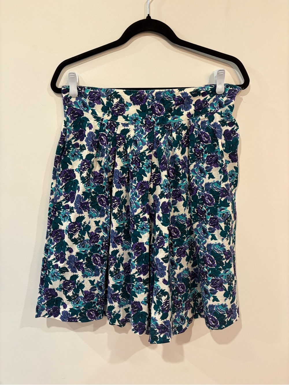 Floral Bermuda Shorts That Look Like a Skirt in Teal & Purple